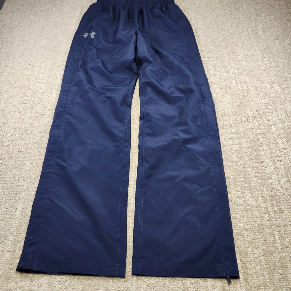 Under Armour Track Pants Men Small Storm Woven Ankle Zip Blue Water Resistant